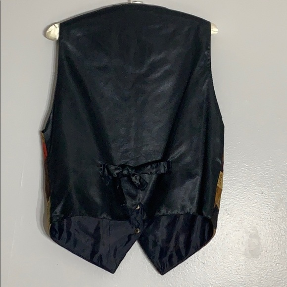 Vintage DS Don’t Stop western Leather Newsprint Vest medium patchwork women’s - Picture 2 of 7